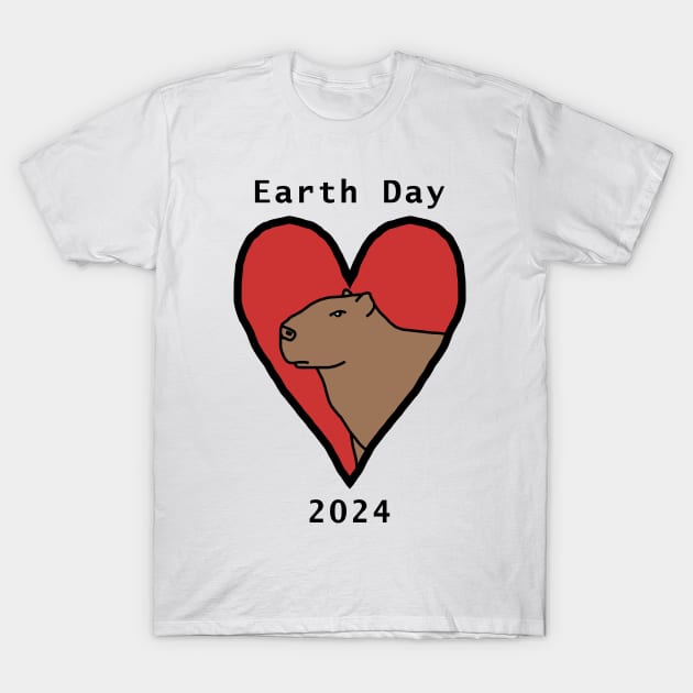 Earth Day 2024 Capybara Heart T-Shirt by ellenhenryart